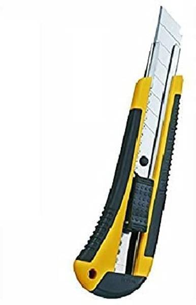 BM RETAIL 18 mm Heavy Duty Cutter Knife Set with 10 Replacement Blades Plastic Grip Hand-held Paper Cutter