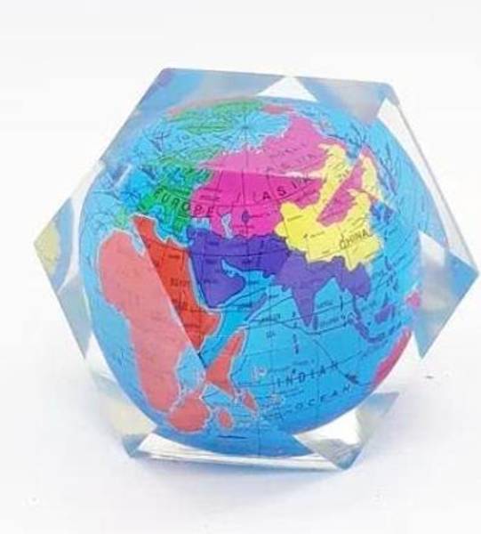 KRAFTMASTERS 3D Paperweight Globe Acrylic Decagon Paper Weight for Desk for Home Study Table Acrylic Paper Weights with glossy