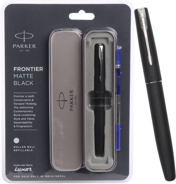 PARKER Frontier Matte Black Chrome Trim Roller | Roller Ball Pen