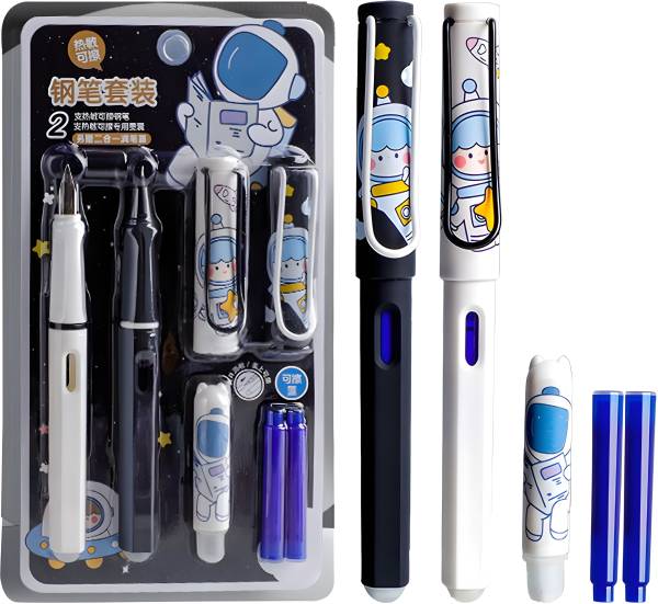 WISHKEY Fountain Pen Set with Ink Cartridge, Stylish Astronaut Design, Erasable Ink Fountain Pen