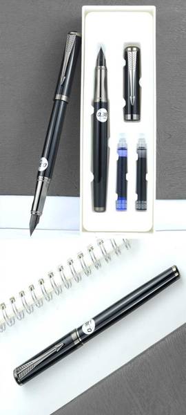 Poohan CLASSIC Fountain Pen Replacable Ink Set Blue & Black Ink 0.38mm Fountain Pen