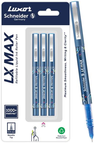 Luxor Schneider LX MAX | Needle Tip | 0.5 mm | 1000+ Meters Writing Length | German Technology Roller Ball Pen
