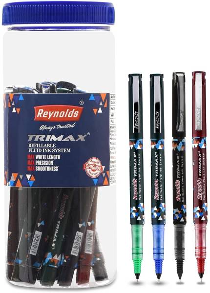 Reynolds Trimax Pen Jar - BLUE, BLACK, RED & GREEN Gel Pen