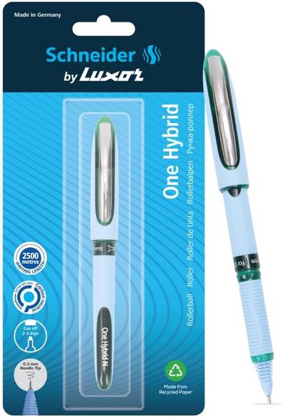 Schneider By Luxor One Hybrid | Needle Tip | 0.3 mm | 2500 Meters Writing Length | Waterproof Ink Roller Ball Pen