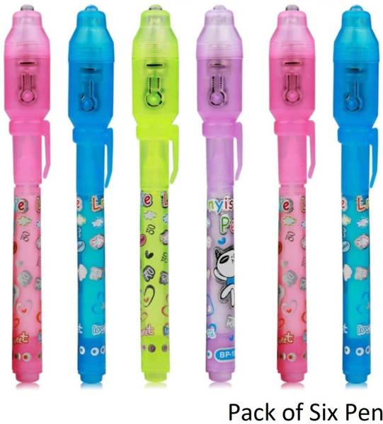 Crazzy Talks Art Portable Invisible Magic UV light Ray secret return birthday gift(Pack of 6) Digital Pen