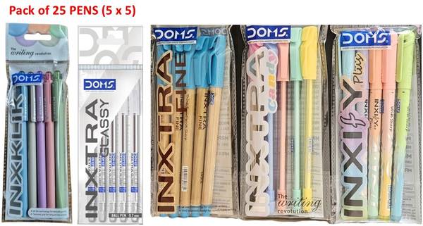 DOMS INXKLIK + INXTRA + INXIFY | 0.7mm Ballpen | Blue Ink | Pack Of 25 | Ball Pen