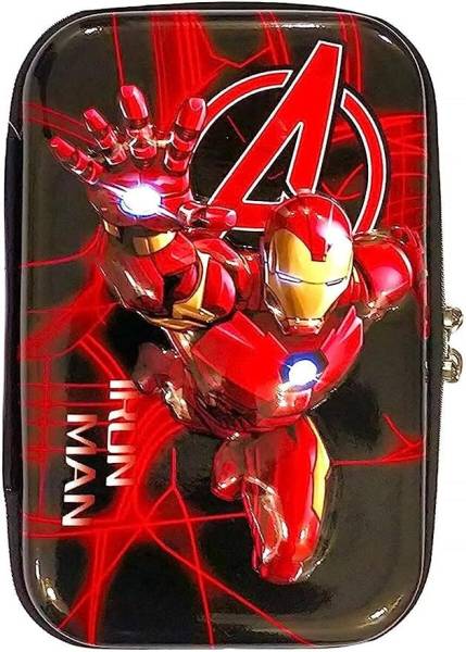 Vadhavan Super Hero Action Figure Design with Stationery Compartments - Ironman Students Art Canvas Pencil Box