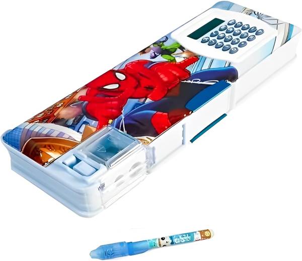 Jyoti Spider-Man Calculator & Pencil Box Set  Perfect for School and Superhero Fans! spiderman Art Plastic Pencil Box