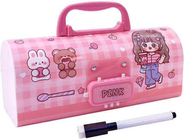 Devdhan Pencil Case Password Lock Pencil Case Girls, Suitcase Style Box Art Plastic Pencil Box