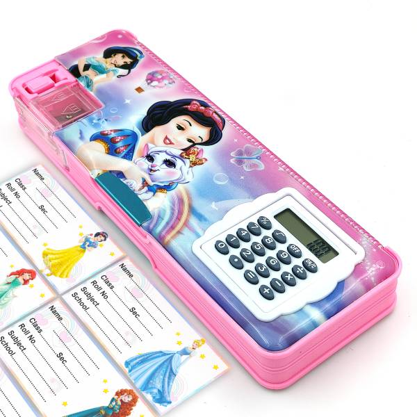 spartone Princess Pencil Box with Notebook Stickers For Kids Princess Designed Art Plastic Pencil Box