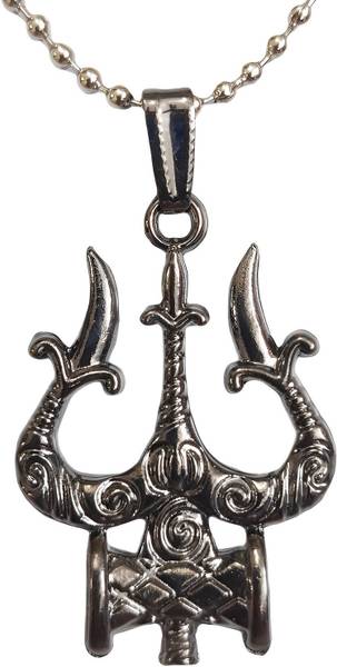 GAZE JEWELS pendant for men Shiva Shiv ji Mahakal Damru Trishul locket god mahadev jewellery Black Silver, Brass Stainless Steel, Steel Pendant
