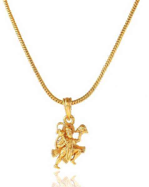 NAVYA ART Hanuman Locket Pendant with Chain for Boys Girls Men Women Gold-plated Brass Pendant Set