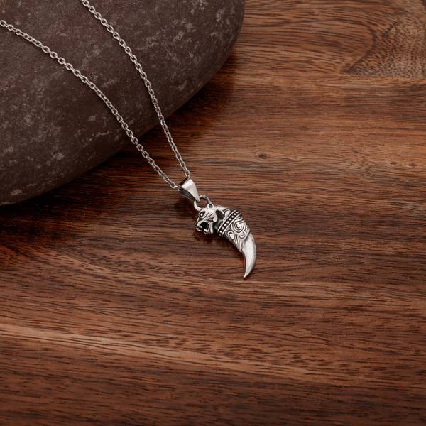 GIVA Sterling Silver Tiger Tooth Pendant with Link Chain For Women and Men Sterling Silver Pendant