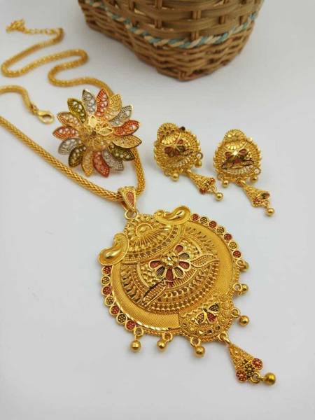 Niva Fashion Gold-plated Beads Brass Pendant Set