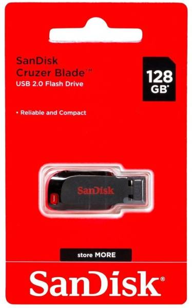 SanDisk Cruzer Blade Usb 2.0 Flash Drive 128 GB Pen Drive (Red&Black) 128 GB Pen Drive