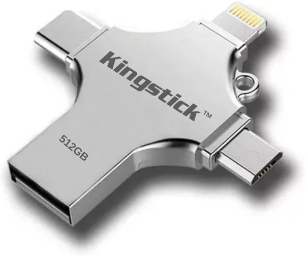 kingstick 512GB USB 3.0 4 In 1 Metal Pendrive Compatible With IOS, PC, Macbook, Android 512 GB OTG Drive