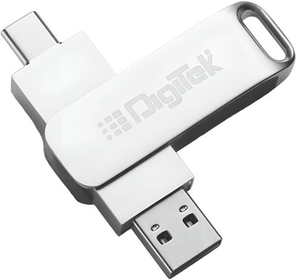 DIGITEK DDUD 128GB V3.2 Dual Drive U Disk 128 GB OTG Drive Compatible with Desktop Computer, Laptop, Television, Mobile USB 3.2 Metal Case