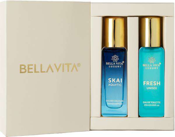 Bella vita organic FRESH perfume & SKAI AQUATIC perfume combo|2X20ML|With Citrus & Woody Notes| Perfume - 40 ml