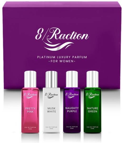 8Raction Platinum Luxury Parfum Set-04 Naughty Purple+Pretty Pink+Musk White+Nature Green Eau de Parfum - 80 ml