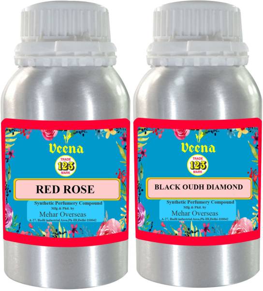 Veena Combo Unisex Industrial Perfume Red Rose & Black Oudh Diamond Perfume - 200 ml