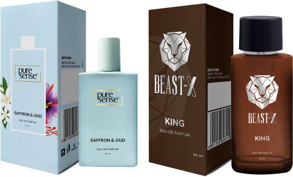 PureSense Saffron Oud+King Perfume Gift Set (2x50ml) Premium Luxury Long Lasting Fragrance Eau de Parfum - 100 ml