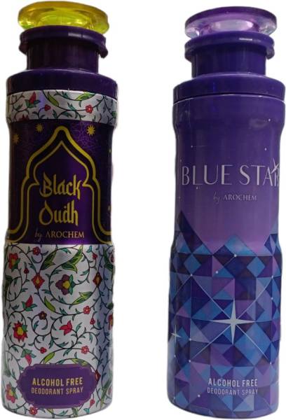 AROCHEM BLACK OUDH 200ML AND BLUE STAR 200ML DEODRANT COMBO Eau de Parfum - 400 ml