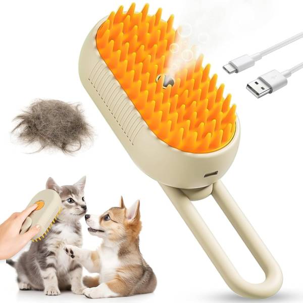 MILONI USA Cat Steam Brush, Dog Steam Brush, Steam Brush for Cats and Dogs, Pet Hair Brush Electronic Comb for Dog, Cat, Rabbit, Dog & Cat, Monkey, Ho...