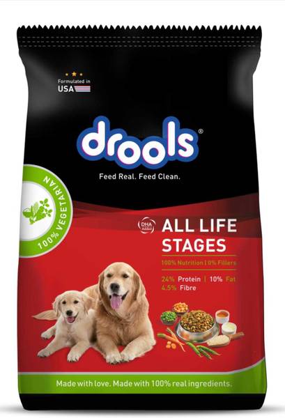 Drools Drools 100% Vegetarian Puppy and Adult Dog Dry Food (All Life Stages) Vegetable 10 kg Dry Adult, Young Dog Food