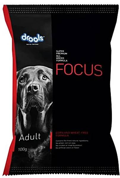 Drools Focus Super Premium Adult Dog Food 100g Pack of 4 | High-Protein Formula Chicken Chicken 0.4 kg (4x0.1 kg) Dry Adult, Senior Dog Food