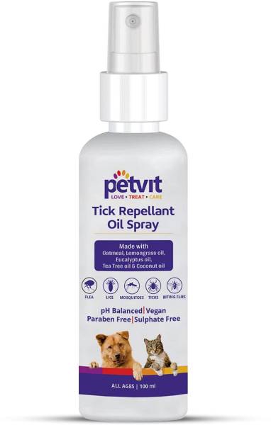 Petvit Anti Tick Spray for Dogs with essential oils | Natural Tick remover for dogs | Flea and Tick Fragrance free Dog, Cat Shampoo