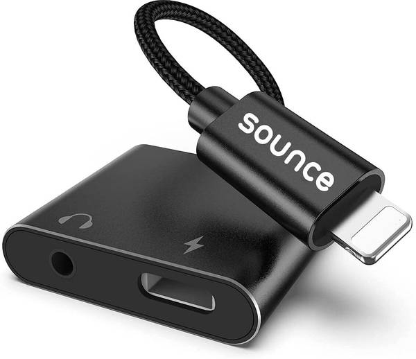 sounce Black iPhone Charger and Headphones Adapter Splitter,MFi,Charger and Aux Adapter Phone Converter