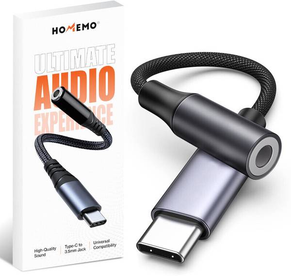 HOMEMO For IPhone 15 Series&Galaxy A&F&M&S Series&Redmi&OnePlus&Google&Nothing(Black) Type C to 3.5 mm Audio Jack Connector with DAC Headphone Convert...