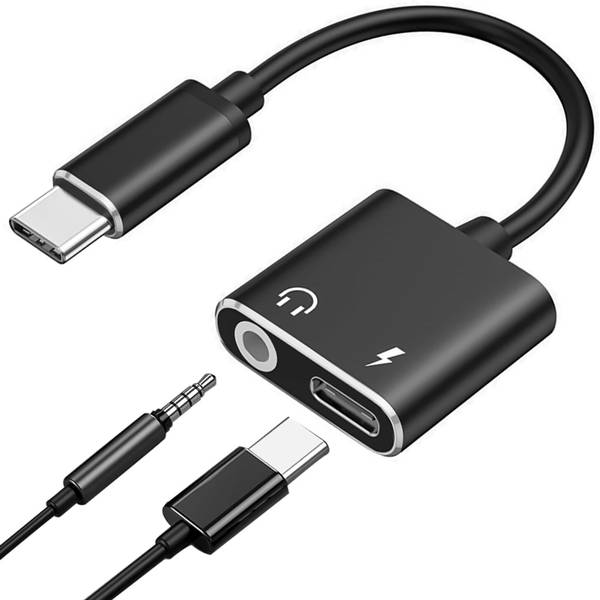 KAELAN Black Audio Accessories USB C to 3.5mm Headphone Adapter Type c Splitter Phone Converter