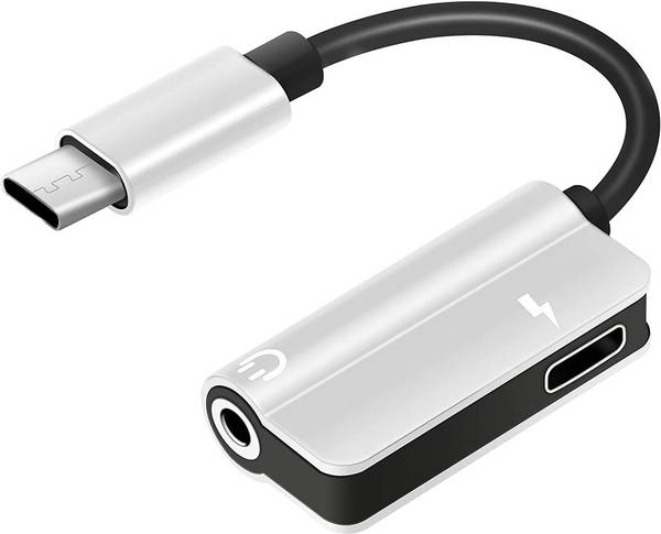 C & E Gray Type C Cable with 3.5 mm Audio Jack 2 in 1 Adapter for Android with Fast Charing Phone Converter