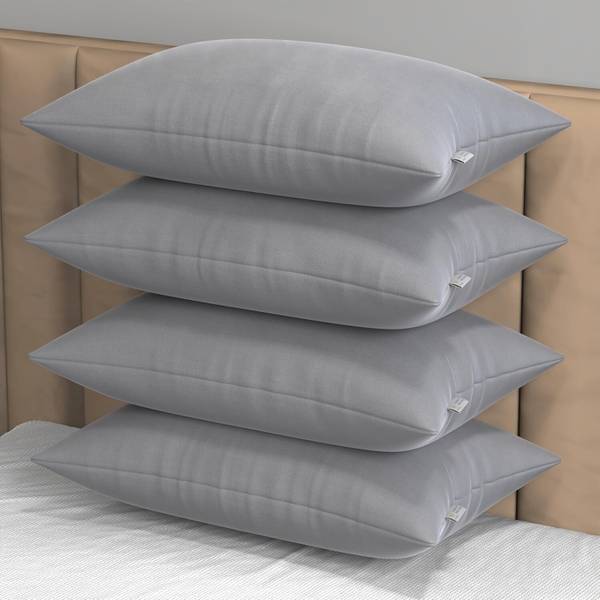 MY ARMOR Height Adjustable Microfiber Pillows for Sleeping, 41x61 cm, Without Cover, Microfibre Solid Sleeping Pillow Pack of 4