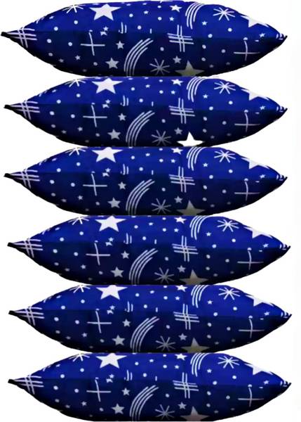 GOGA BLUE PRINT Polyester Fibre Abstract Sleeping Pillow Pack of 6