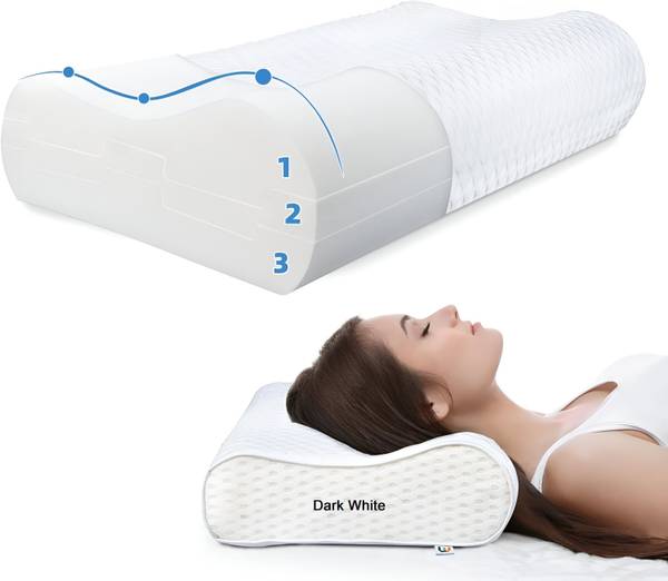 VIV-ATIQ Cervical Contour Smooth Memory Foam Pillow, Orthopedic, Stomached, Side Sleepers Memory Foam Nature Orthopaedic Pillow Pack of 1