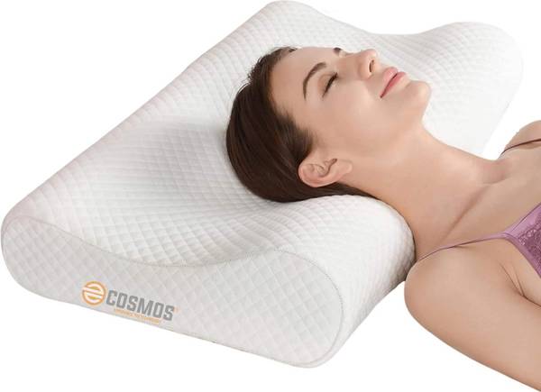 e-Cosmos Neck Pain Cervical Contour Orthopedic Neck Pillow with Washable Cover Memory Foam Solid Sleeping Pillow Pack of 1