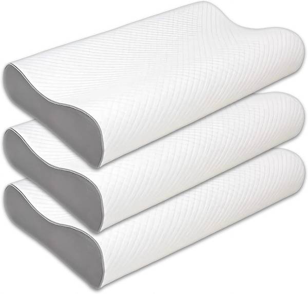 Mashur fab Memory Foam Solid Orthopaedic Pillow Pack of 3