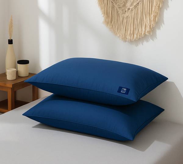 THE WOOD WHITE INDIA Soft Pillow Set of 2. 16 x 24 Inches Microfibre Solid Sleeping Pillow Pack of 2