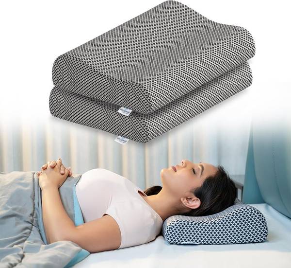 WELLGIVER Cervical Memory Foam Orthopedic Pillow Neck Support 19 x 11 Inch Memory Foam Solid Cervical Pack of 2