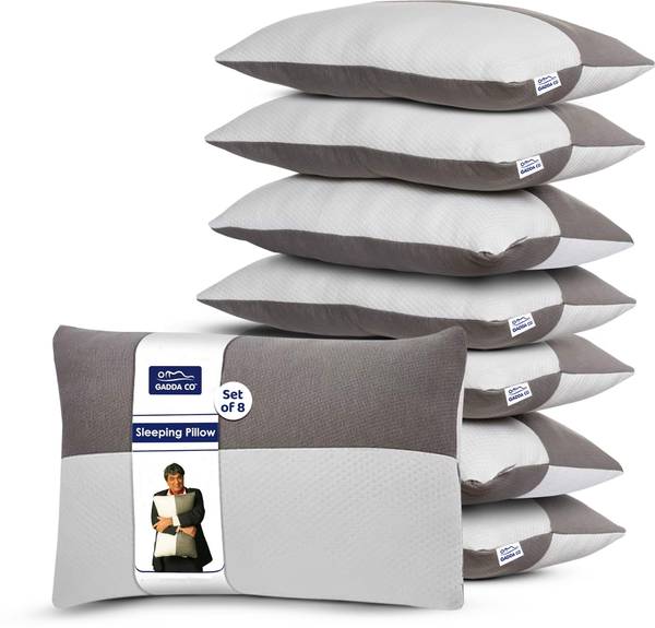 GADDA CO Hollow Sleeping Fiber Pillow with Zip | Height Adjustable Sleeping Pillow, Polyester Fibre Solid Sleeping Pillow Pack of 8