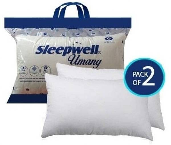 Sleepwell Comfort And Support Pillow// White Pillow Set Microfibre Solid Sleeping Pillow Pack of 2