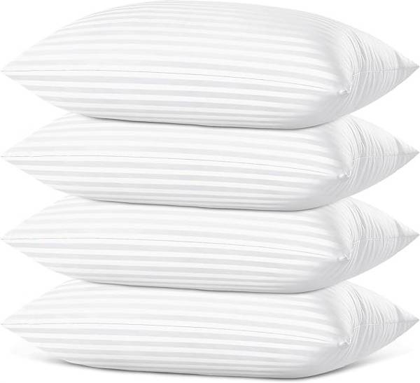 Seventh Heaven Premium Comfort 3D Conjugated Microfiber Fiber Pillow set of 4 ( 17x27 in ) Microfibre Stripes Sleeping Pillow Pack of 4