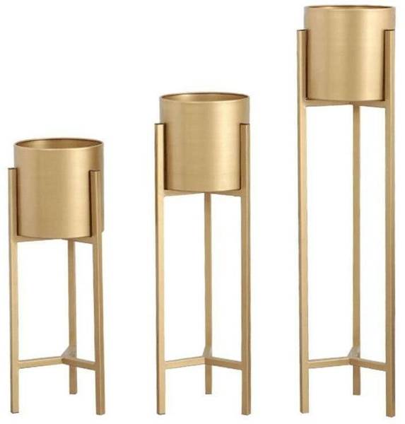 Neo Zakaria Elevate Your Home Decor with a Stylish Golden Plant Stand With Pot, 3 Pieces Plant Container Set