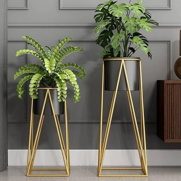 ARS Handicrafts Modern Metal Iron Plant Stand With Pot Plant Container Set