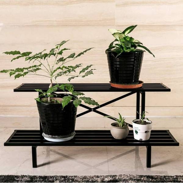 ICON CREATION Heavy Metal 02 Tier Rectangular Stand For Plants For Balcony Indoor/Outdoor Plant Container Set
