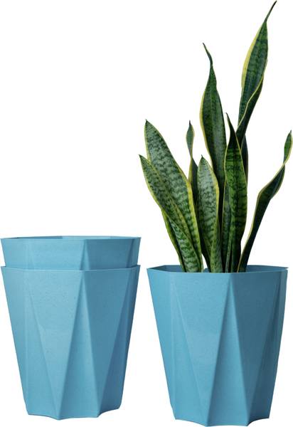 Mrida and Maati 10 Inch pot (SKY BLUE,3 Pcs) Flower Pot for Home, Indoor & Outdoor Gamla, Garden Plant Container Set