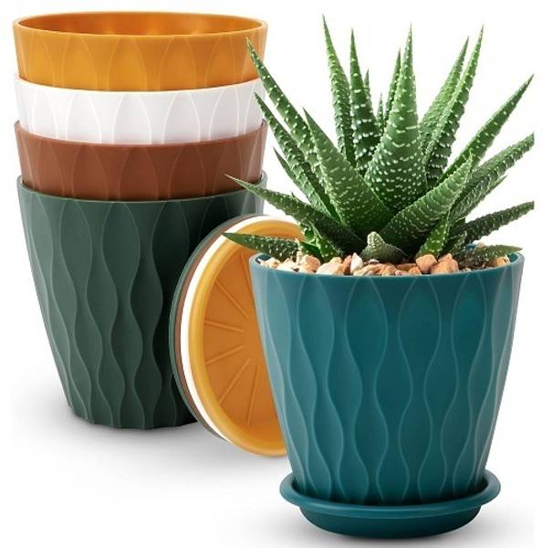 moonlike Round Flower Pots with tray for Home & Decoration Planters, Terrace, Garden Etc Plant Container Set