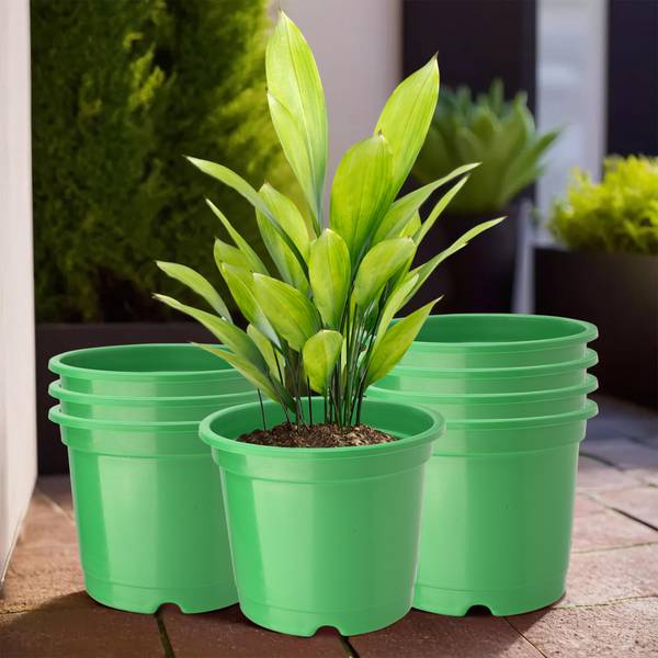 KUBER INDUSTRIES (Pack of 8) Synergy Phooldaan Flower Pot for Home Dcor (8 Inch) Green Plant Container Set